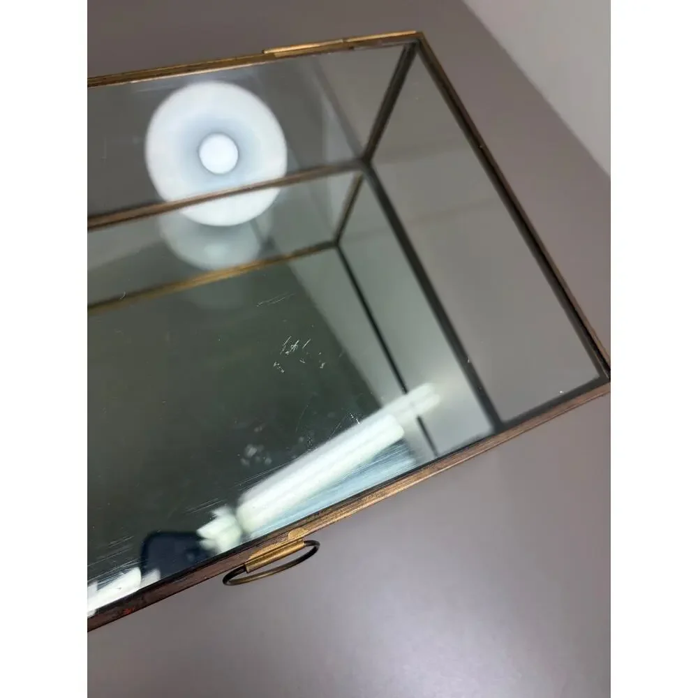 Pottery Barn Callie Glass + Brass Desk Box Display Case, 12x8 Retired - India